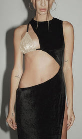 SPLIT MAXIKLEID IN SCHWARZ ODER BEIGE